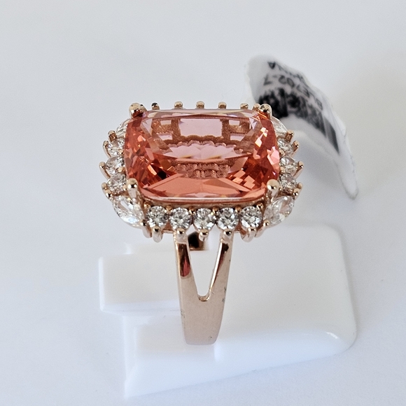 Charles Winston Padparadscha Sapphire  Ring 18k Rose Gold Vermeil Size 7 New - Picture 9 of 10